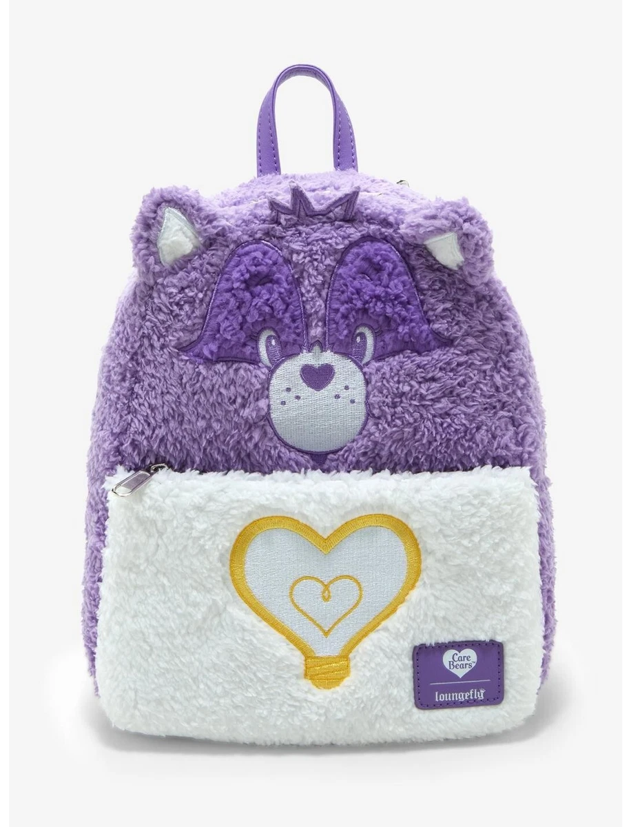 Loungefly Care Bears Bright Heart Raccoon Fuzzy Mini Backpack