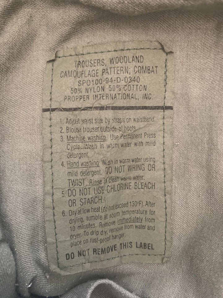 US Army Combat Woodland Camo Size Medium Short Trouser Waist 3I35