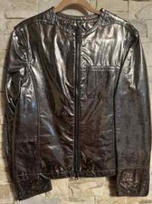 JOHN VARVATOS SILVER LEATHER JACKET EU SIZE 52 US 42