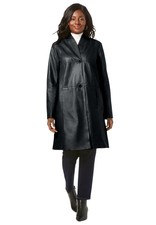 Jessica London Women's Plus Size Leather Swing Coat