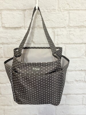 Thirty-One Square Utility Tote Polka Dots~ H Black Organizer Storage 