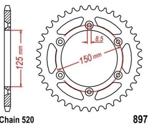 Roue à chaîne 52 dents en acier renforcé pour Husaberg FE 550
