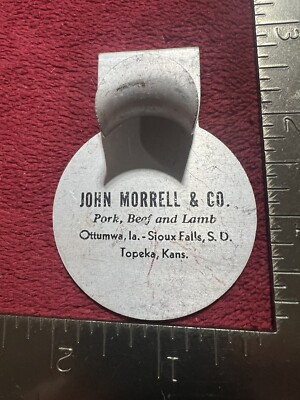 Vintage Automotive Car Window Hanger, John Morrell Co Midwest Meat Packing Plant