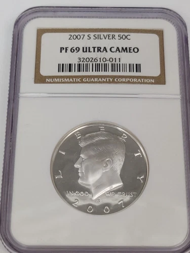 2007-S PROOF KENNEDY SILVER HALF DOLLAR NGC PF 69 ULTRA CAMEO