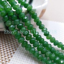4x6mm Natural Faceted Green Jadeite Gemstone Rondelle Loose Beads 15"
