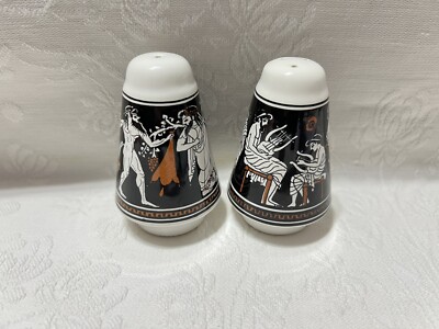 D. Vassilopoulos Greek Pottery-Greek Design 3 3/8  Salt & Pepper Shaker Set