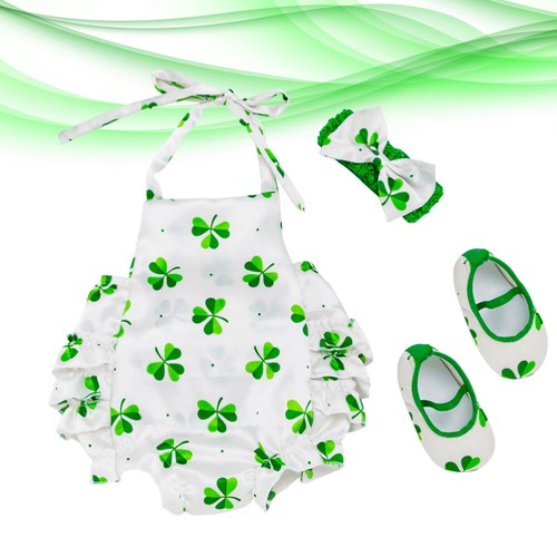 3 Pcs Neugeboren Kleinkind St. Patricks Muster-Outfits Baby Einteiler - 第 1/12 張圖片