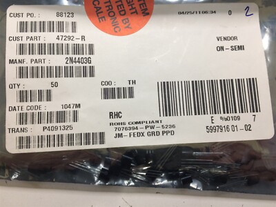2N4403G ON SEMI 2N4403 TRANS PNP 40V 0.6A TO-92 26 PIECES