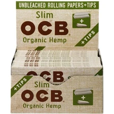 OCB Organic Hemp - King Size Slim Rolling Papers + Tips box of 23 