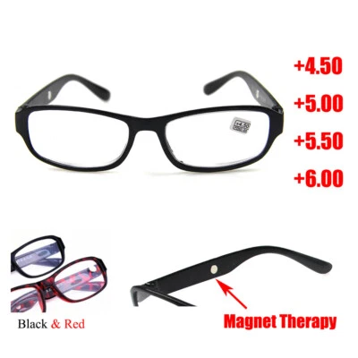 MARKENLOS Reading Glasses +4.5 +5.0 +5.5 +6.0 Optical Lens Black/Red Plastic Frame Reader