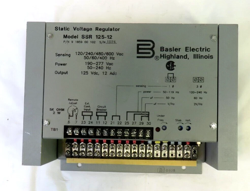 Régulateur De Tension Statique Basler Electric SSR 125-12 - 190-277VAC - Occasion Fonctionnel