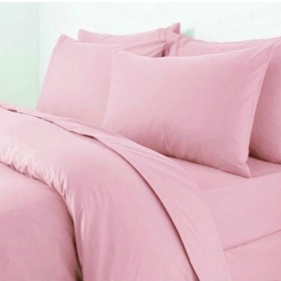 PINK T200 100% EGYPTIAN COTTON DUVET SET FITTED SHEET PILLOW CASES BEDDING