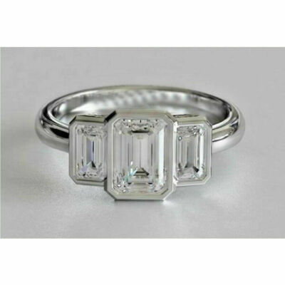 Emerald Cut 2.70Ct Diamond White Gold Finish Engagement Ring Simulated in Size 8