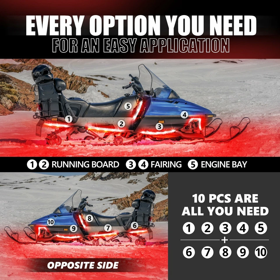 OPT7 AURA снегохода светодиодный подсвечник неоновый свет набор всецветный пульт дистанционного управления Yamaha Artic - Изображение 2 из 4