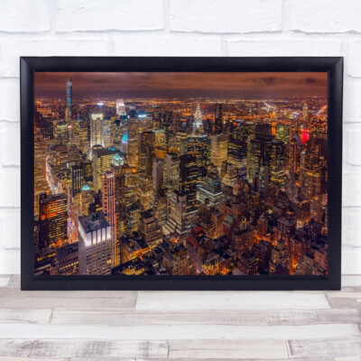 Nachtleben NYC USA Manhattan New York Wolkenkratzer Wandkunstdruck