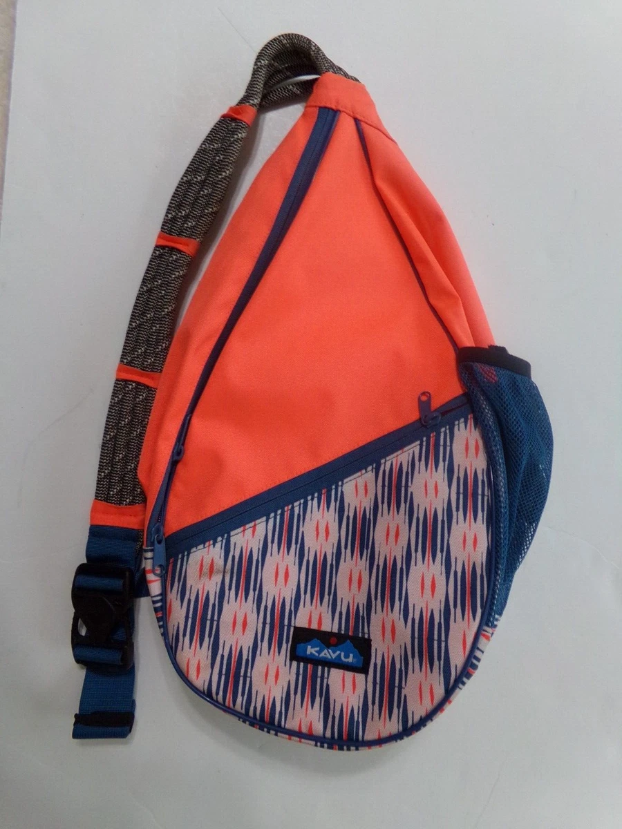 KAVU Paxton Pack Canvas Crossbody Rope Sling Bag Solid Orange Teal