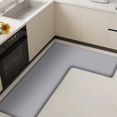 BRANDED Kitchen L Shaped Floor Mat Flannel Absorbent Non Slip Oil Dirt Resistant Carpet