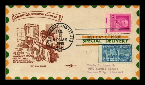 US COVER GEORGE WASHINGTON CARVER FDC SCOTT 953 COMBO PENT ARTS SPECIAL DELIVERY