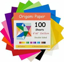 100 Sheets Origami Paper, 15X15 Cm/6 Inch Squares Origami Paper Double Sided(70G