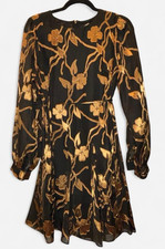 Tommy Hilfiger Chiffon Burnout Trapeze Dress Black and Gold Women's Size 4