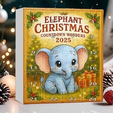 Elephant Christmas Countdown Wonders 2025, 24 Days Acrylic Advent Calendar