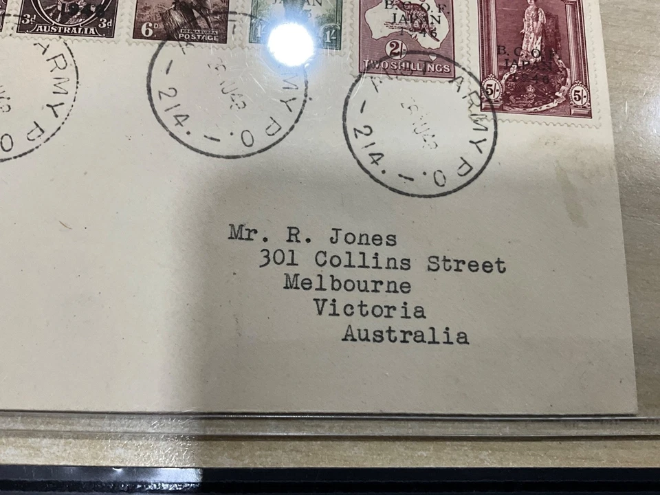 Australia B.C.O.F. Japan 1946 Overprint Cover + stamps scares N17 - Image 2 of 4