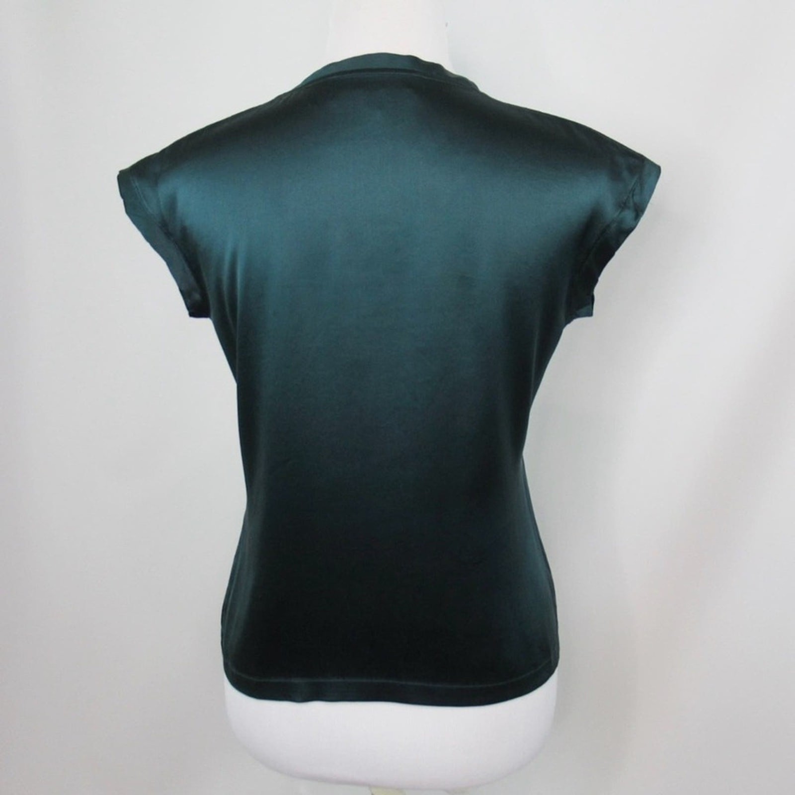 YVES SAINT LAURENT blusa donna verde in seta con cappuccio e maniche taglia small