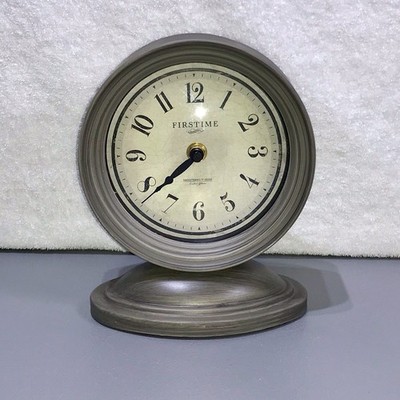 Firstime Co. Round Gray Antique Finish Interior Design Decor Desk Clock 8 