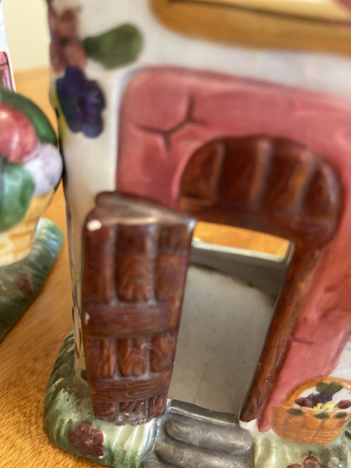 Vintage 3 Ceramic Cottage House Tea Light Candle Hldr w/ Hanging Flower Baskets