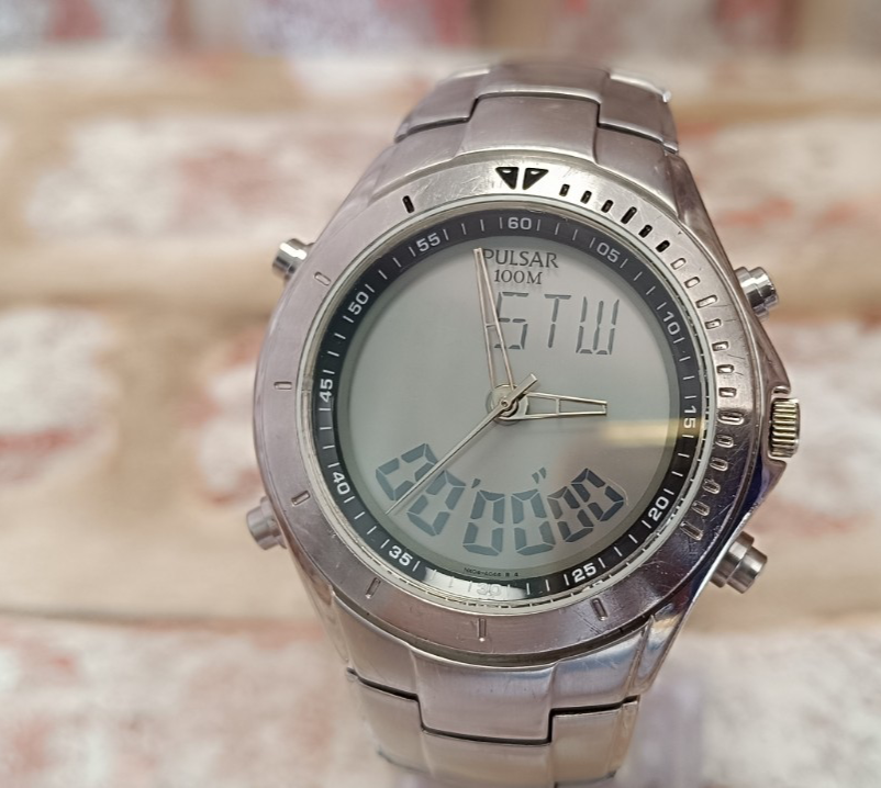Rare Pulsar Seiko NX04-X003 Chronograph Alarm Worldtime Positive