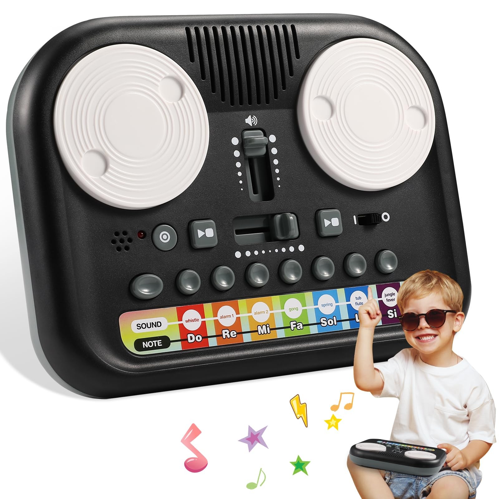 Baby Musical DJ Set with Scratching Sound Effects, 5 Songs, 7 Sounds for Kids
