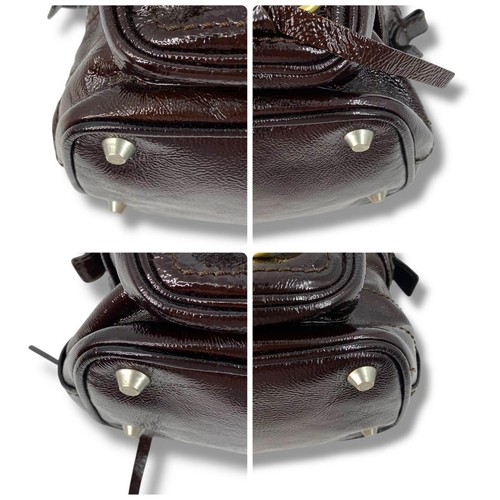 Bolso de Mano Chloe Betty Mini Bolso Boston Cuero Marrón Oscuro De Colección Envío Usado 6313 - Imagen 5 de 14