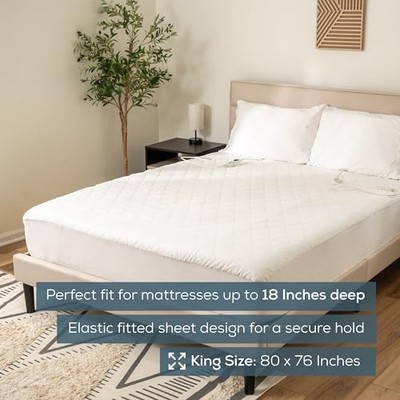 WHITE - BEURER  HEATED MATTRESS PAD KING, DUAL CONTROL ELECTRIC MATTRESS COVER