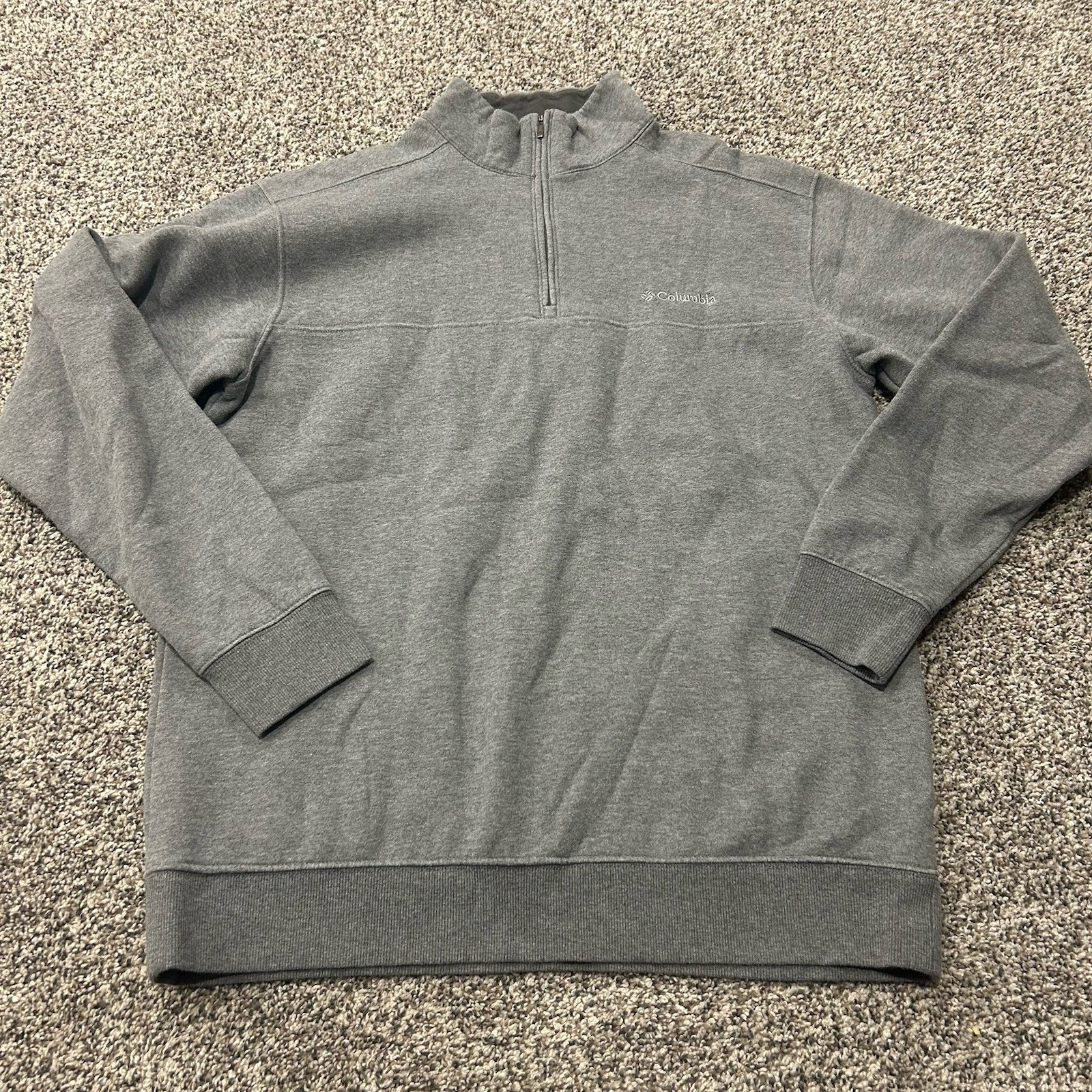 Columbia Pullover Mens L Gray Quarter Zip Fleece Lined Sweatshirt Heather