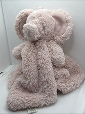 Oobles Pink Elephant Security Blanket Rattle Lovey Plush Soft Embroidered Eyes