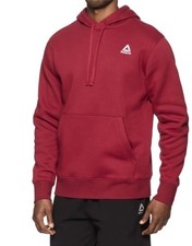 Reebok Logo Men  s 2XL Drawstring Hoodie Front Kangaroo Pockets Burgundy Fleeced