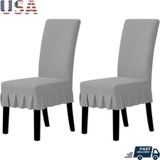 Stretch Dining Chair Covers Elastic Ruffled Design Universal Fit Protection New