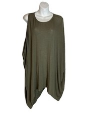 HELMUT LANG ASYMMETRICAL TUNIC Green One shoulder dolman Flowy MED USA
