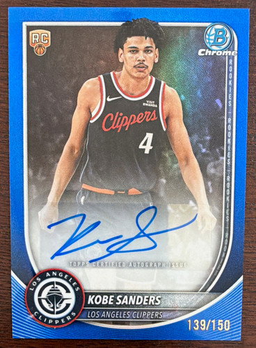 Topps 2025-26 Bowman Chrome Autographs Kobe Sanders RC Auto Blue /150 BCA-KS
