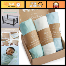 Fitted Playard Sheets for 27x39 Inch Cribs Soft Jersey, Blue Sage Cloud, 3 Pac