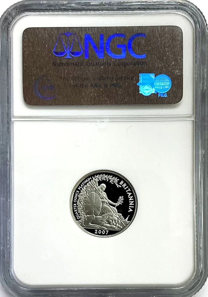 2007 PLATINUM 460 MINTED GREAT BRITAIN 25 POUNDS BRITANNIA COIN NGC PROOF 70 UC - Image 2 of 2