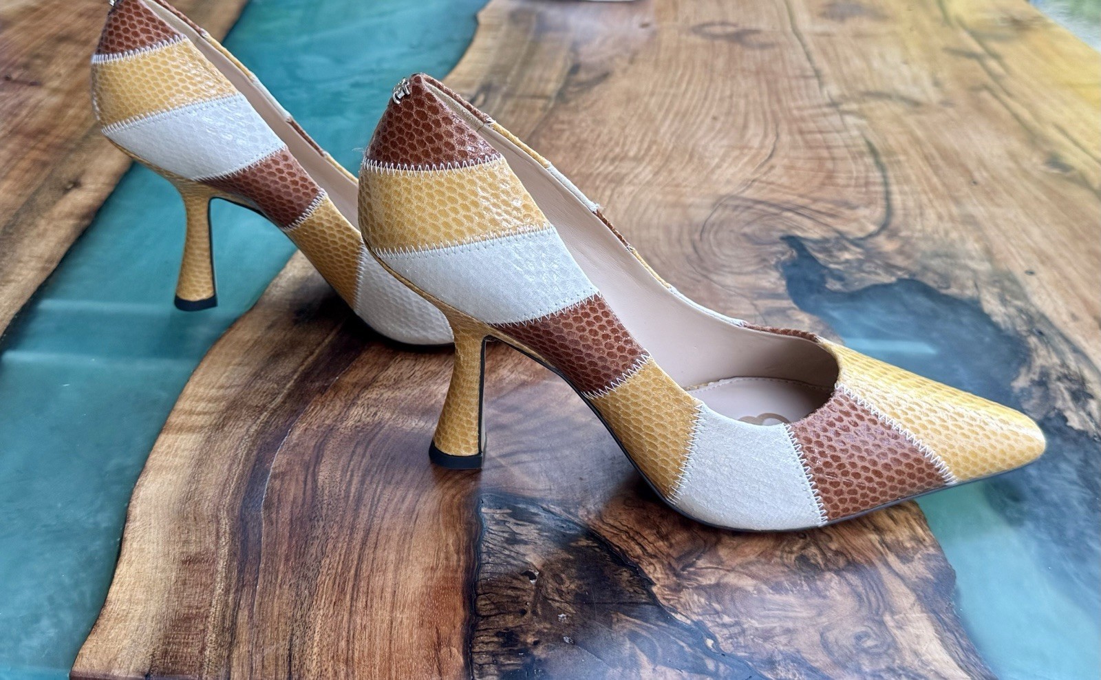 Sam Edelman Patchwork Multicolored Neutral Leathe… - image 1