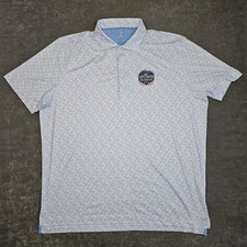 Johnnie-O Featherweight Polo Shirt Mens XL White Top Of The Rock Golf Print AOP