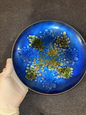 Kahla German Art Plate Blue Metallic Enamel Signed Display Plate