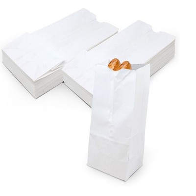 MT Products White Wax-Coated Paper Lunch Bags 6'' x 3'' x 12''- Pack of 50