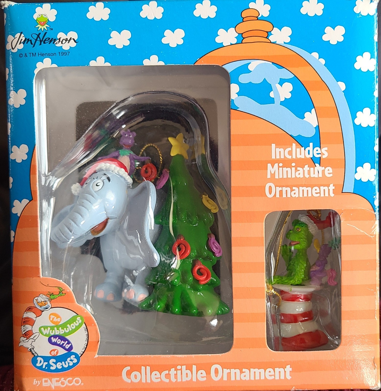 Vintage 1997 Dr. Seuss HORTON/GRINCH Enesco Ornament Wubbulous World JIM HENSON