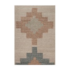 5'x7'4" Brown Flat Weave Durie Kilim with Geometric Design Wool Hand Woven Rug