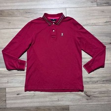 Psycho Bunny Mens Pima Cotton Long Sleeve Pique Polo Shirt Size 5 Red