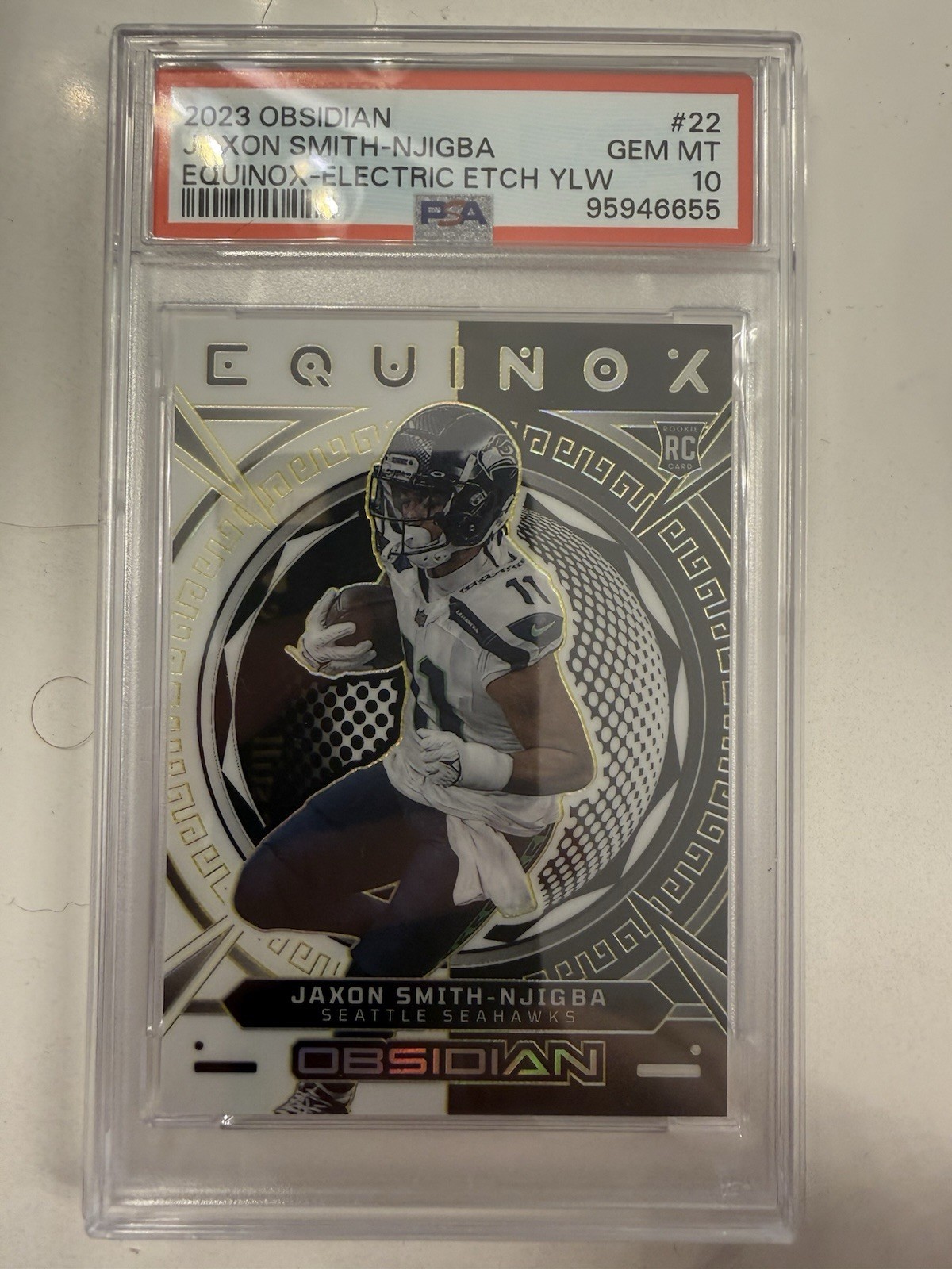 Jaxon Smith-Njigba Panini Obsidian Equinox #22 Electric Etch Yellow
