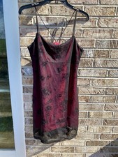 Vintage 90s Byer Too Black  Pink/Red Floral Mesh Overlay Glittery Mini Dress